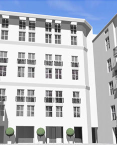 Multi-family residential building with commercial premises and car park<br />Reconstruction of the annexe of the building in ul. Wilcza 22 in Warsaw